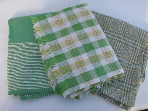 photo of lot vintage cotton kitchen tablecloths, green colors for St. Patrick's Day and Spring! #1