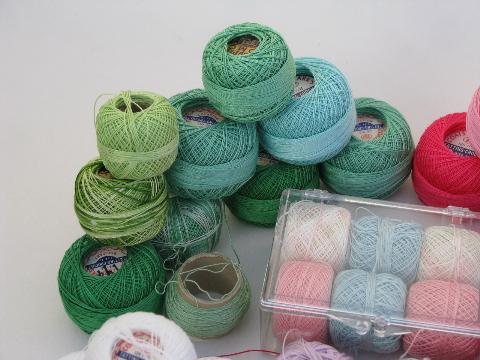photo of lot vintage cotton / linen hankies for lace edgings w/ fine tatting crochet thread #8