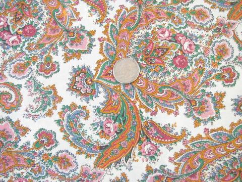 photo of lot vintage cotton print dress material or quilting fabric, paisley prints #3