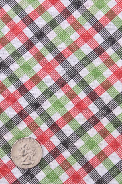 photo of lot vintage cotton print feed sack fabric, retro plaid, ditsy flowers prints feedsacks #4