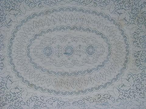 photo of lot vintage cotton quaker lace type tablecloths, lacy cutter fabric #6