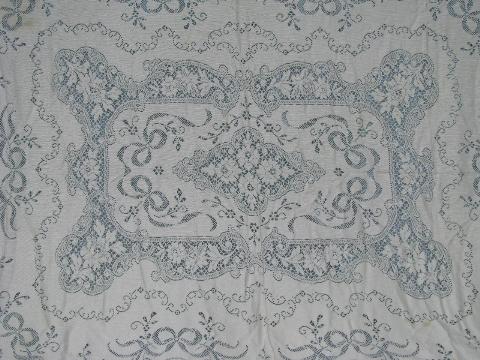 photo of lot vintage cotton quaker lace type tablecloths, lacy cutter fabric #4
