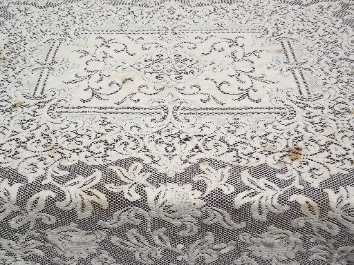 photo of lot vintage cotton quaker lace type tablecloths, lacy cutter fabric #6