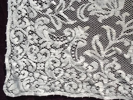 photo of lot vintage cotton quaker lace type tablecloths, lacy cutter fabric #7