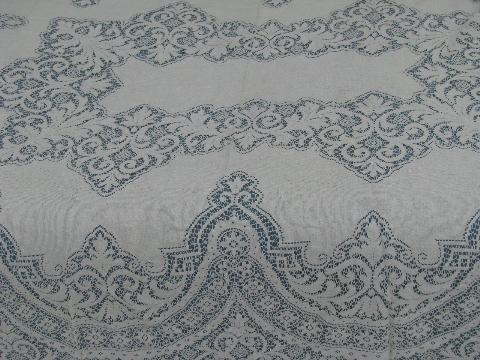 photo of lot vintage cotton quaker lace type tablecloths, piano cover, lacy cutter fabric #6