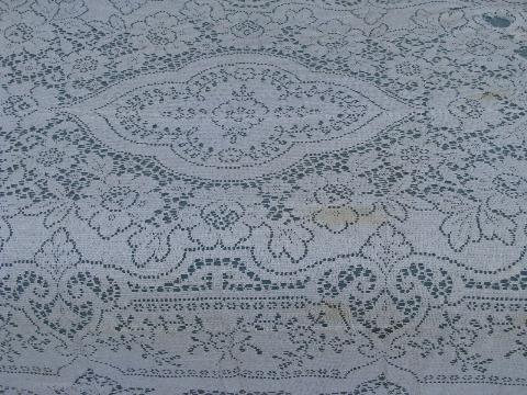 photo of lot vintage cotton quaker lace type tablecloths, piano cover, lacy cutter fabric #7
