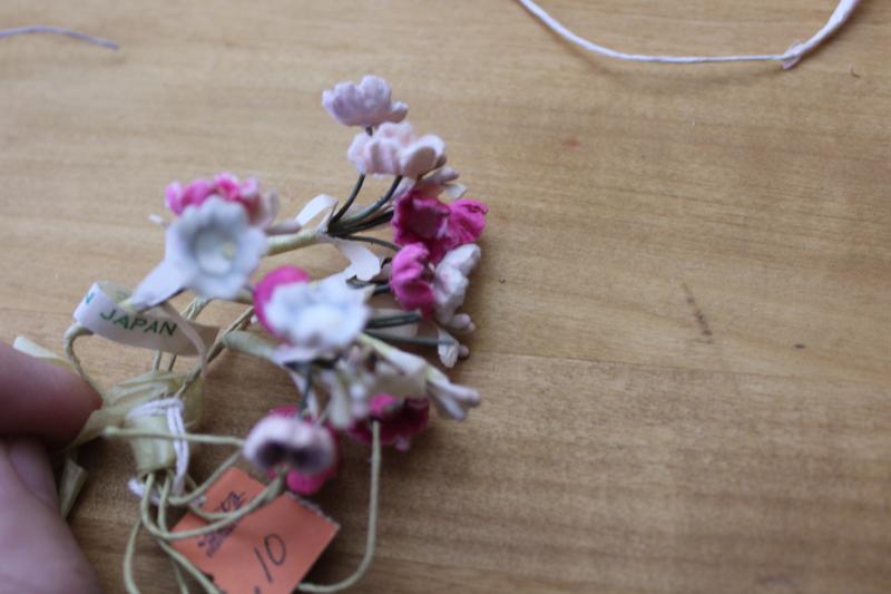 photo of lot vintage craft flowers, mini flower wire stems for spring or wedding decor, millinery, dolls #5