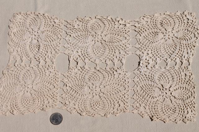 photo of lot vintage crochet lace doilies, table mats & square centerpieces, handmade crocheted lace #5