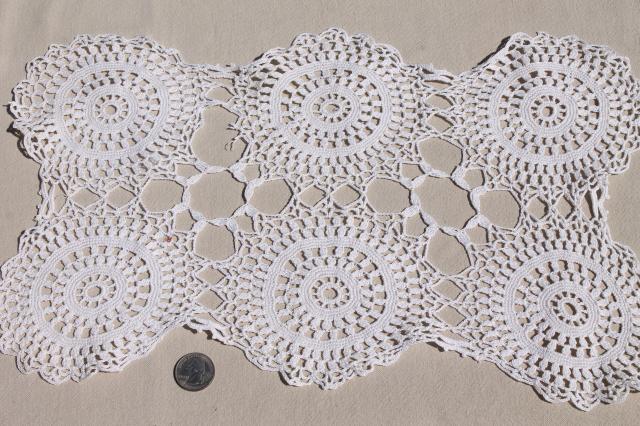 photo of lot vintage crochet lace doilies, table mats & square centerpieces, handmade crocheted lace #9