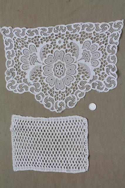 photo of lot vintage crochet lace fancywork, chair toppers, doilies, table runners #2