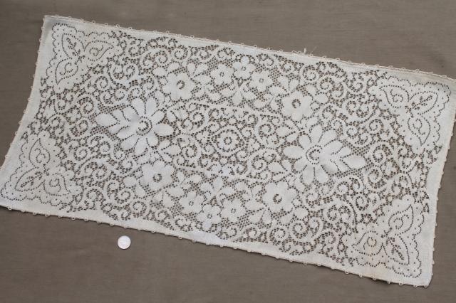 photo of lot vintage crochet lace fancywork, chair toppers, doilies, table runners #5