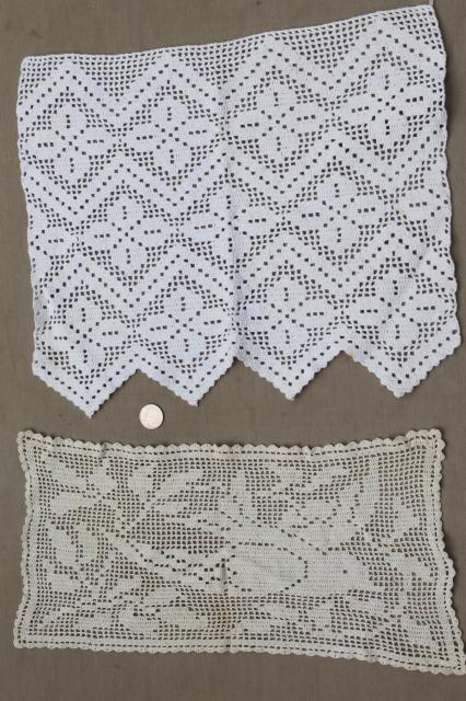 photo of lot vintage crochet lace fancywork, chair toppers, doilies, table runners #6