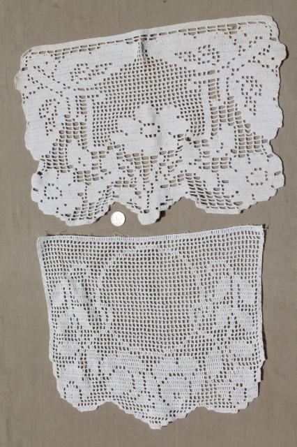 photo of lot vintage crochet lace fancywork, chair toppers, doilies, table runners #9