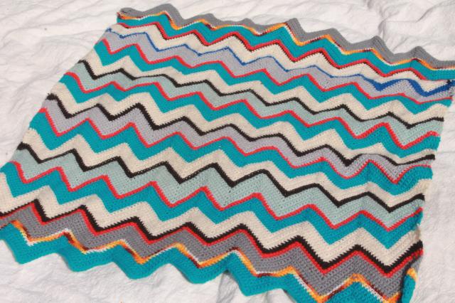 photo of lot vintage crocheted afghans & small blankets, scrap yarn crochet in all colors! #4