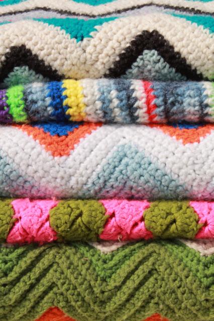 photo of lot vintage crocheted afghans & small blankets, scrap yarn crochet in all colors! #6