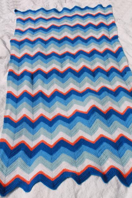 photo of lot vintage crocheted afghans & small blankets, scrap yarn crochet in all colors! #7