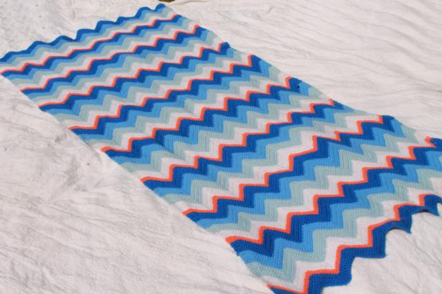photo of lot vintage crocheted afghans & small blankets, scrap yarn crochet in all colors! #8