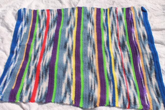 photo of lot vintage crocheted afghans & small blankets, scrap yarn crochet in all colors! #13