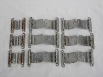 catalog photo of lot vintage deco chrome cabinet door hinges, architectural hardware