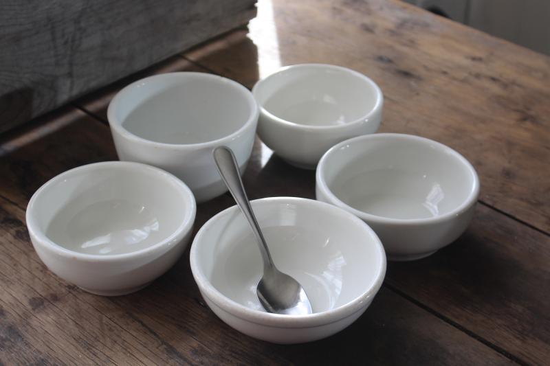 photo of lot vintage diner / lunch counter soup bowls, plain white ironstone china dishes #5