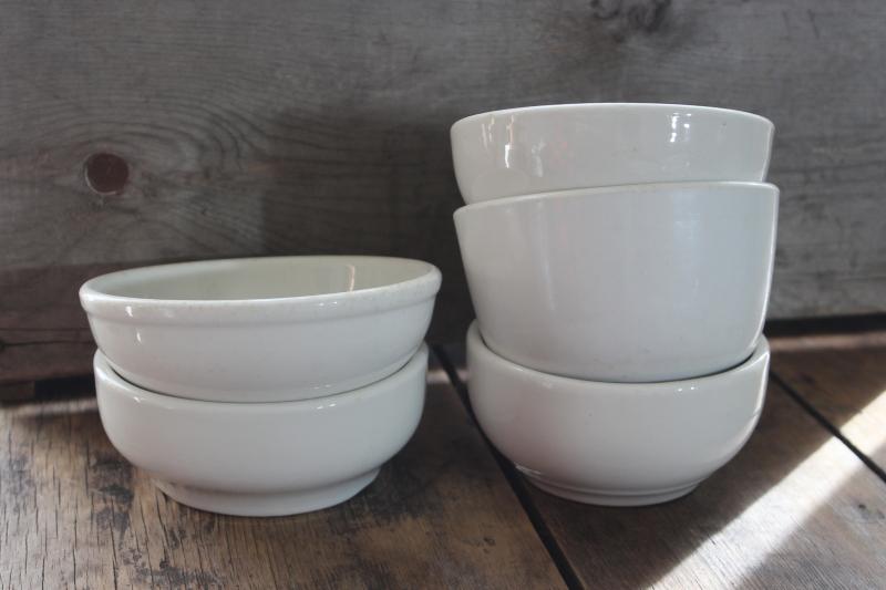 photo of lot vintage diner / lunch counter soup bowls, plain white ironstone china dishes #6