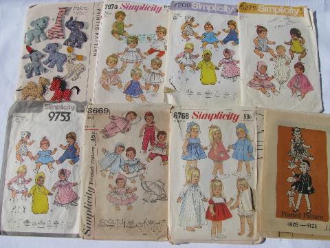 photo of lot vintage doll clothes patterns for Betsy Wetsy, Baby Alive, etc. #1