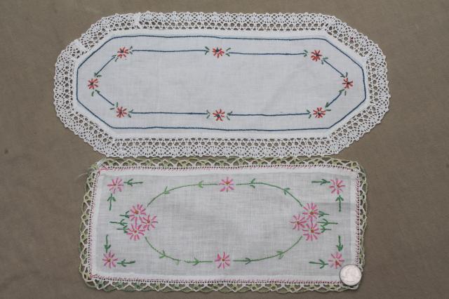 photo of lot vintage embroidered linens, table runners & dresser scarves w/ embroidery & crochet lace #14