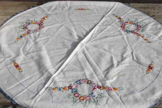 photo of lot vintage embroidered linens, tablecloths & table runners w embroidery & crochet lace #8