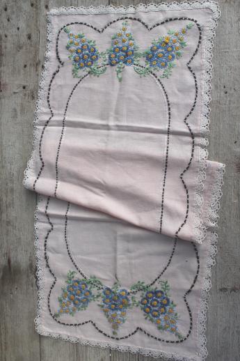 photo of lot vintage embroidered linens, tablecloths & table runners w embroidery & crochet lace #12