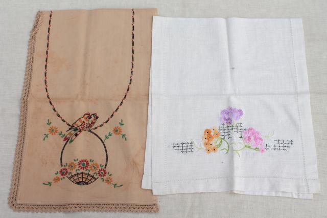 photo of lot vintage embroidered linens, towels, runners & dresser scarves w/ embroidery & crochet lace #6