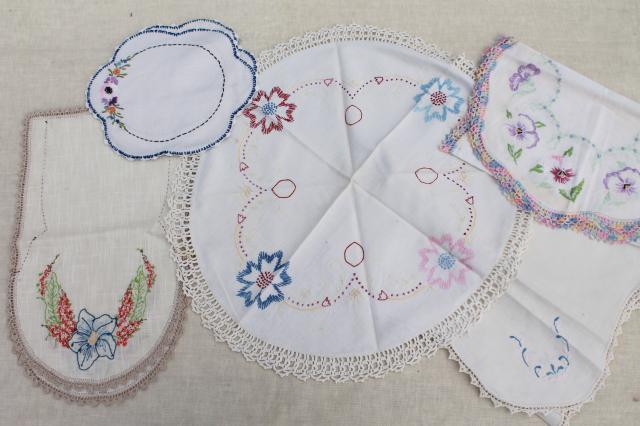 photo of lot vintage embroidered linens, towels, runners & dresser scarves w/ embroidery & crochet lace #7