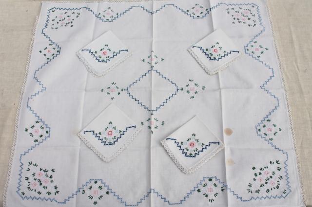 photo of lot vintage embroidered linens, towels, runners & dresser scarves w/ embroidery & crochet lace #14