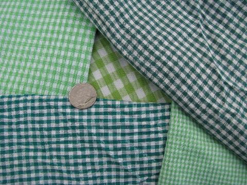 photo of lot vintage fabric scraps pieces, gingham checks in all colors #3