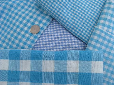 photo of lot vintage fabric scraps pieces, gingham checks in all colors #4
