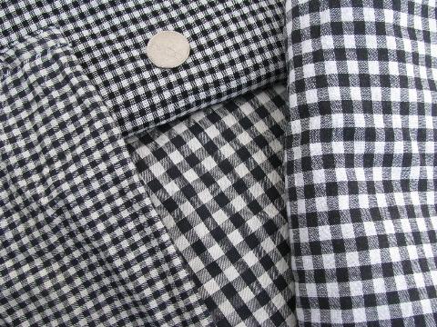 photo of lot vintage fabric scraps pieces, gingham checks in all colors #6
