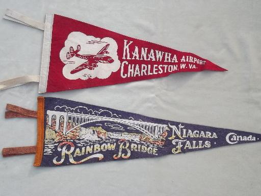 photo of lot vintage felt pennants, 40s 50s 60s travel / camp souvenirs #2