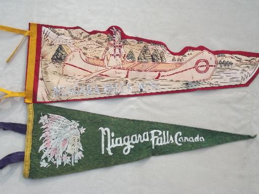 photo of lot vintage felt pennants, 40s 50s 60s travel / camp souvenirs #3