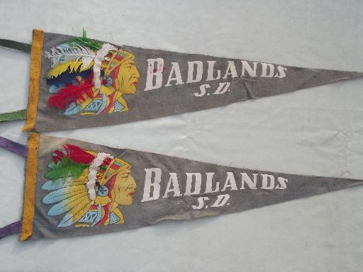 photo of lot vintage felt pennants, 40s 50s 60s travel / camp souvenirs #4