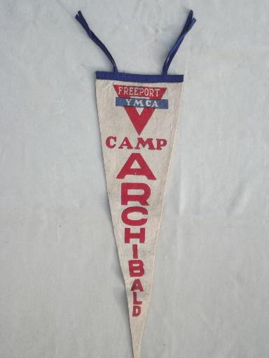 photo of lot vintage felt pennants, 40s 50s 60s travel / camp souvenirs #6