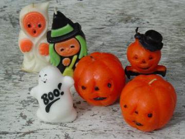 catalog photo of lot vintage figural candles, all Halloween