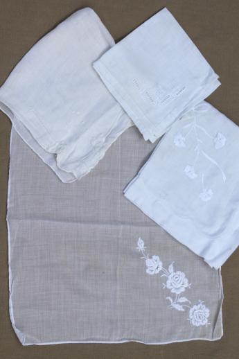 photo of lot vintage fine cotton & linen white work handkerchiefs, Swiss, Madeira hankies etc. #4