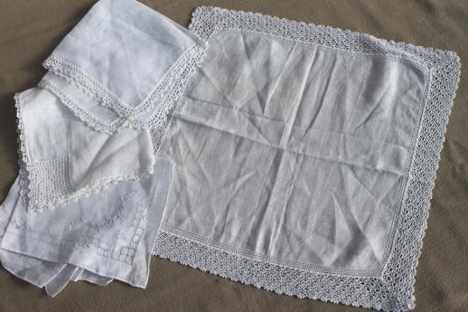 photo of lot vintage fine cotton & linen white work handkerchiefs, Swiss, Madeira hankies etc. #2