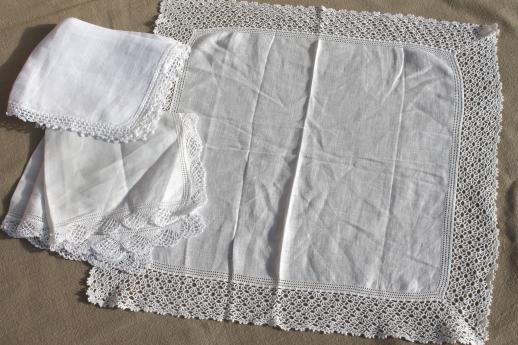 photo of lot vintage fine cotton & linen white work handkerchiefs, Swiss, Madeira hankies etc. #4