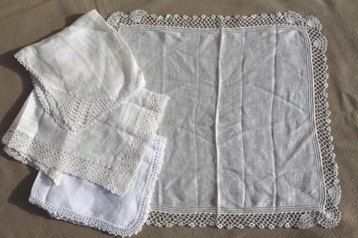 photo of lot vintage fine cotton & linen white work handkerchiefs, Swiss, Madeira hankies etc. #6