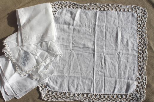 photo of lot vintage fine cotton & linen white work handkerchiefs, Swiss, Madeira hankies etc. #8