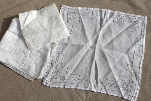 photo of lot vintage fine cotton & linen white work handkerchiefs, Swiss, Madeira hankies etc. #9