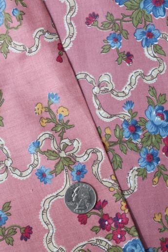 photo of lot vintage floral chintz print cotton fabric, 40 yards in different prints & color #12