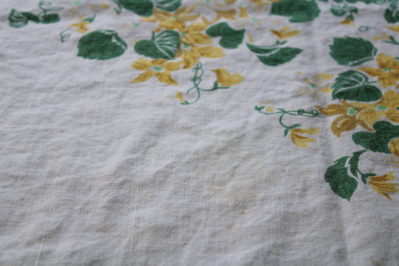 photo of lot vintage floral print tablecloths, soft washed flax linen fabric w/ flowery cottage style #14