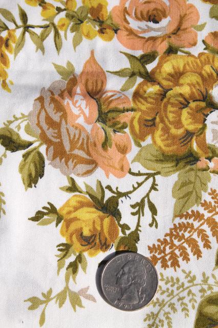 photo of lot vintage flowery chintz fabric, mustard gold floral prints glazed polished cotton #5