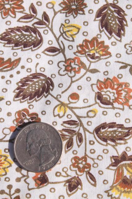 photo of lot vintage flowery chintz fabric, mustard gold floral prints glazed polished cotton #8